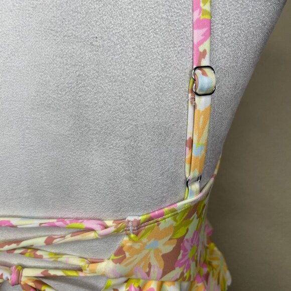 Hurley Women's Tropical Floral One Piece Ruffle Cut Out One Piece Swimsuit M - Picture 6 of 14